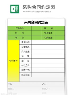采購(gòu)合同物料訂購(gòu)明細(xì)表Excel模板設(shè)計(jì)與使用指南